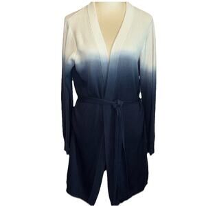 SWTR Silk Blend Womens Sz Small Ombré Full Length Blue White Cardigan